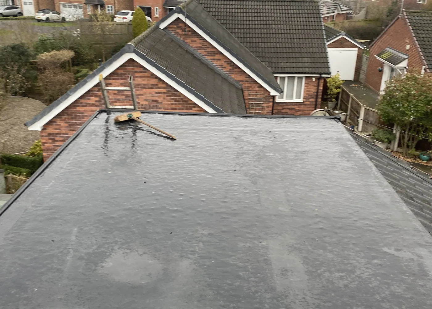 Flat roof surface on a residential property